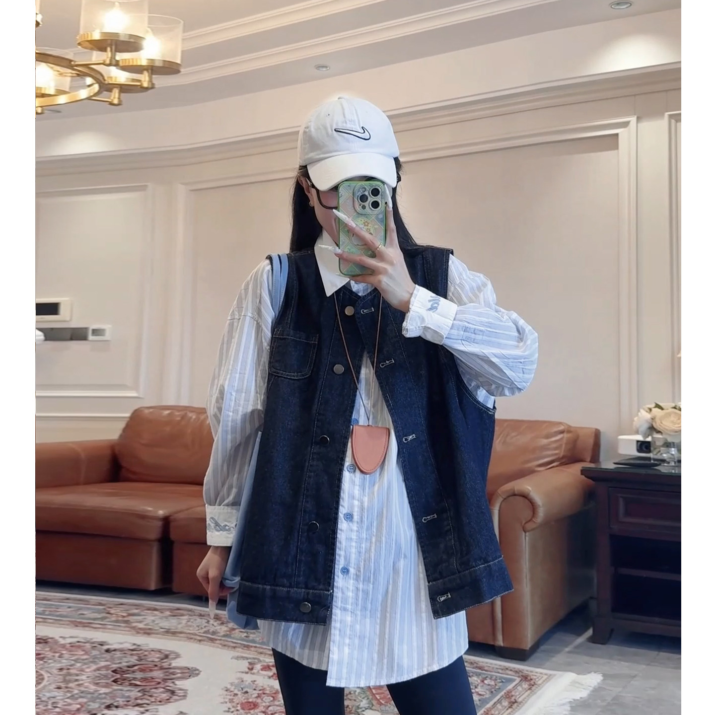 孕妇春秋牛仔马甲无袖显瘦百搭