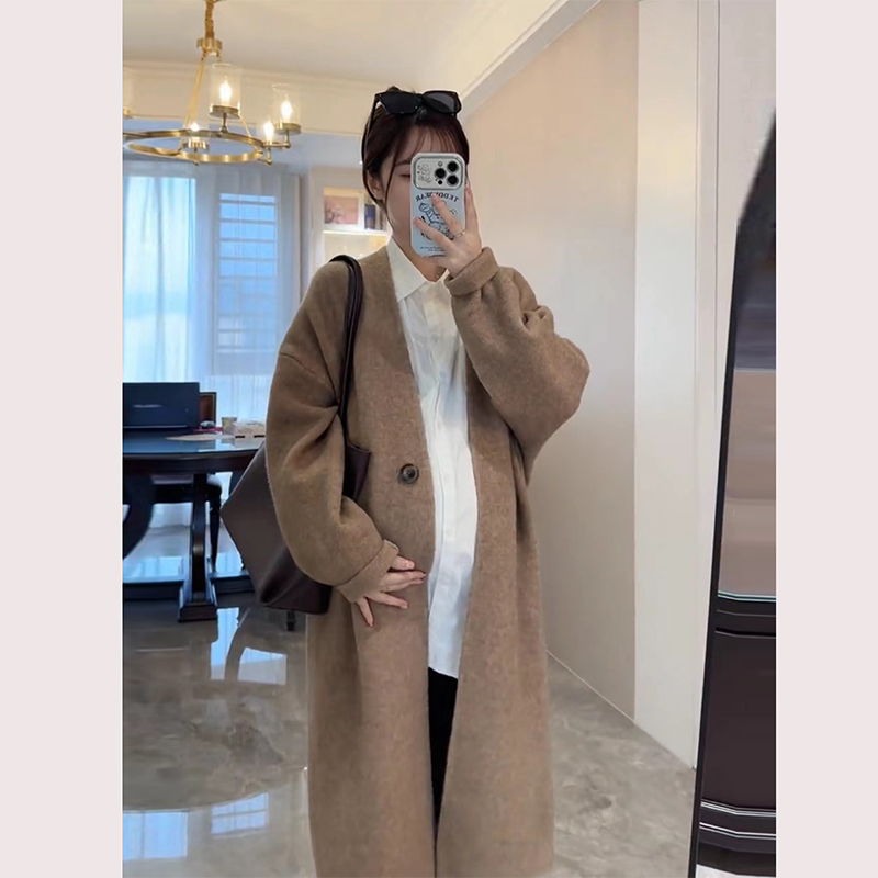 高级感~慵懒风孕妇毛衣外套长款冬装针织开衫显瘦加厚外衣大衣