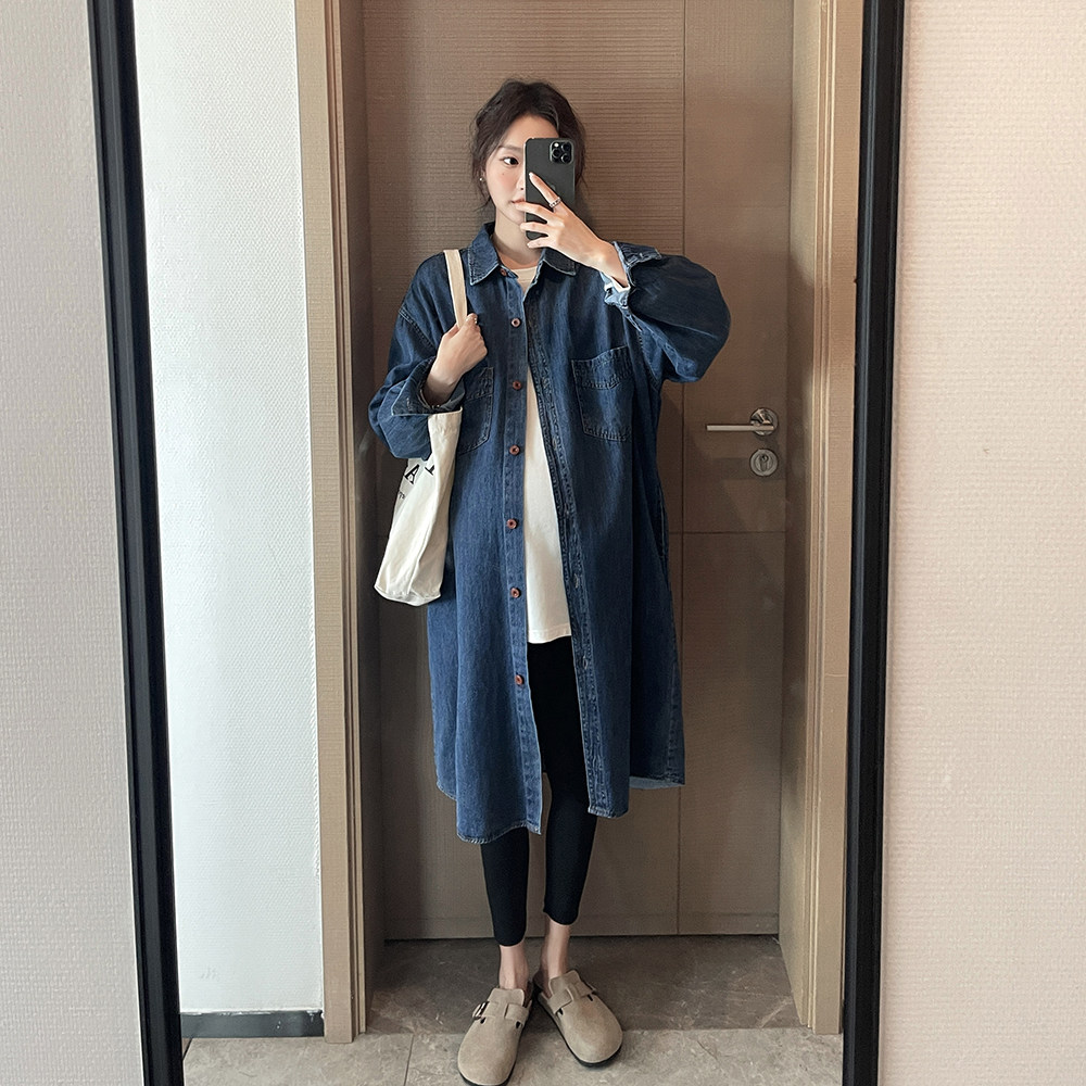 孕妇装衬衫牛仔女春装2025新款宽松bf休闲衬衣