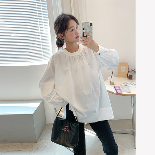 孕妇春秋季套头衬衫白色