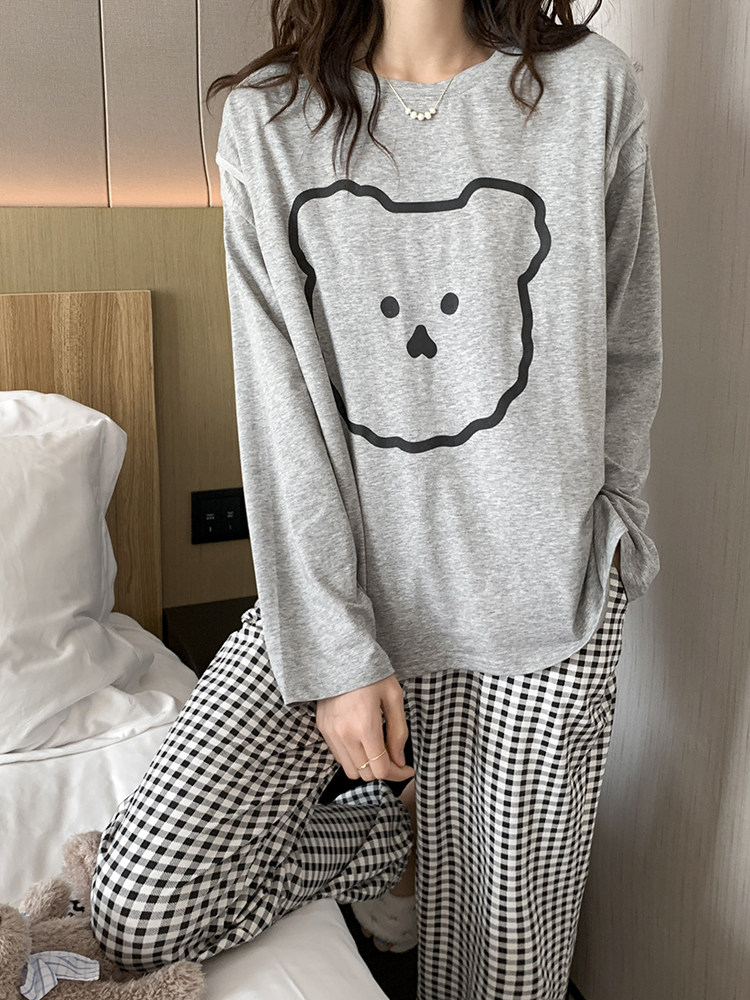 한국어 곰 감금 의류 출산 잠옷 봄과 가을 임신 면화 정장 산후 산모 요양원 의류