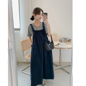 韩国t恤遮肚长裙背带裙子夏款 连衣裙两件套时尚 夏装 诺初孕妇装