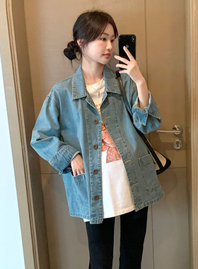 诺初◆孕妇韩版小个子衬衫复古春装新款衬衣宽松上衣西装牛仔外套