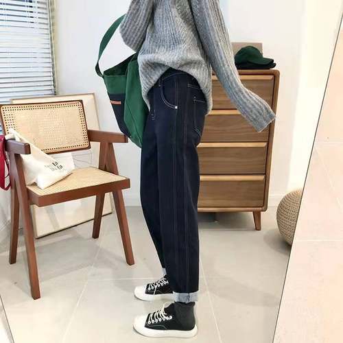 孕妇牛仔裤春秋弹力裤子