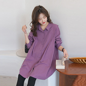 衬衫 春季 新款 洋气孕妇装 连衣裙哺乳宽松遮肚子娃娃衫 上衣春秋衬衣