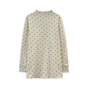 德绒内搭小圆点弹力上衣长袖 孕妇秋冬款 波爱心木耳边半高领打底衫