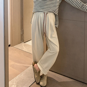 九分裤 诺初 休闲裤 春秋莫代尔小个子直筒阔腿裤 抽绳无托腹孕妇裤