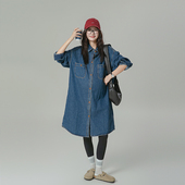 连衣裙春装 衬衫 新款 外套孕妈穿搭长袖 裙子 牛仔衬衣开衫 诺初孕妇装