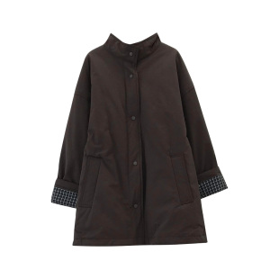 简约宽松棉衣拼色中长款 时尚 外套宽松百搭棉服上衣 秋冬款 孕妇装