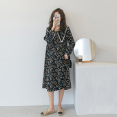 连衣裙2026新款 秋装 显瘦孕期可哺乳裙雪纺碎花裙 孕妇装 气质时髦