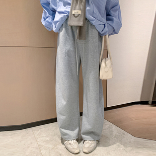 阔腿运动长裤 春装 休闲直筒小个子 子不勒肚子灰色弯刀裤 诺初孕妇裤