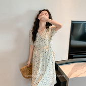 V领短袖 孕妇连衣裙夏季 一念花开 洋气显气质中长裙 诺初孕妇装