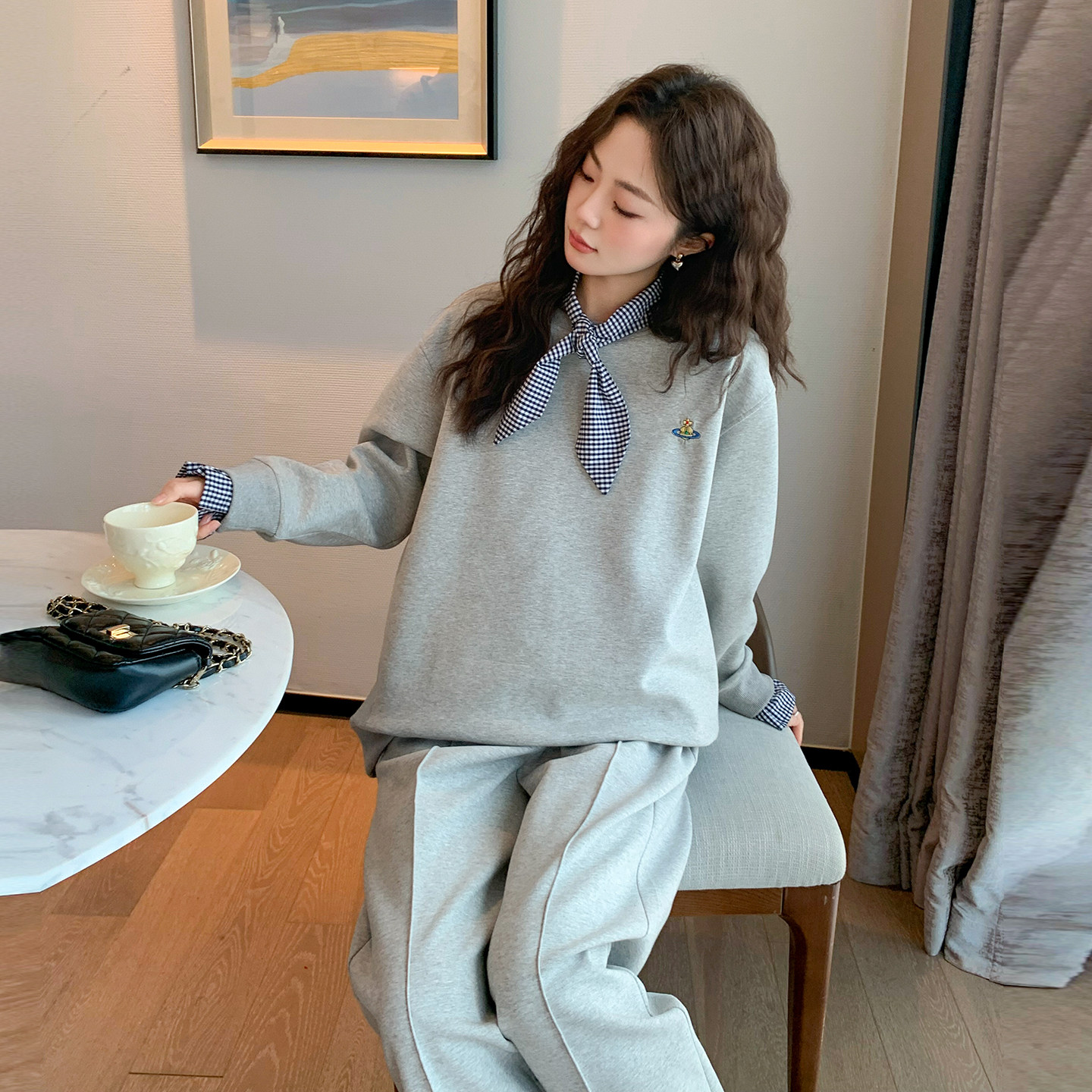 ◆诺初◆lu系甜妹~孕妇空气棉休闲套装春秋款卫衣半身裙两件套装