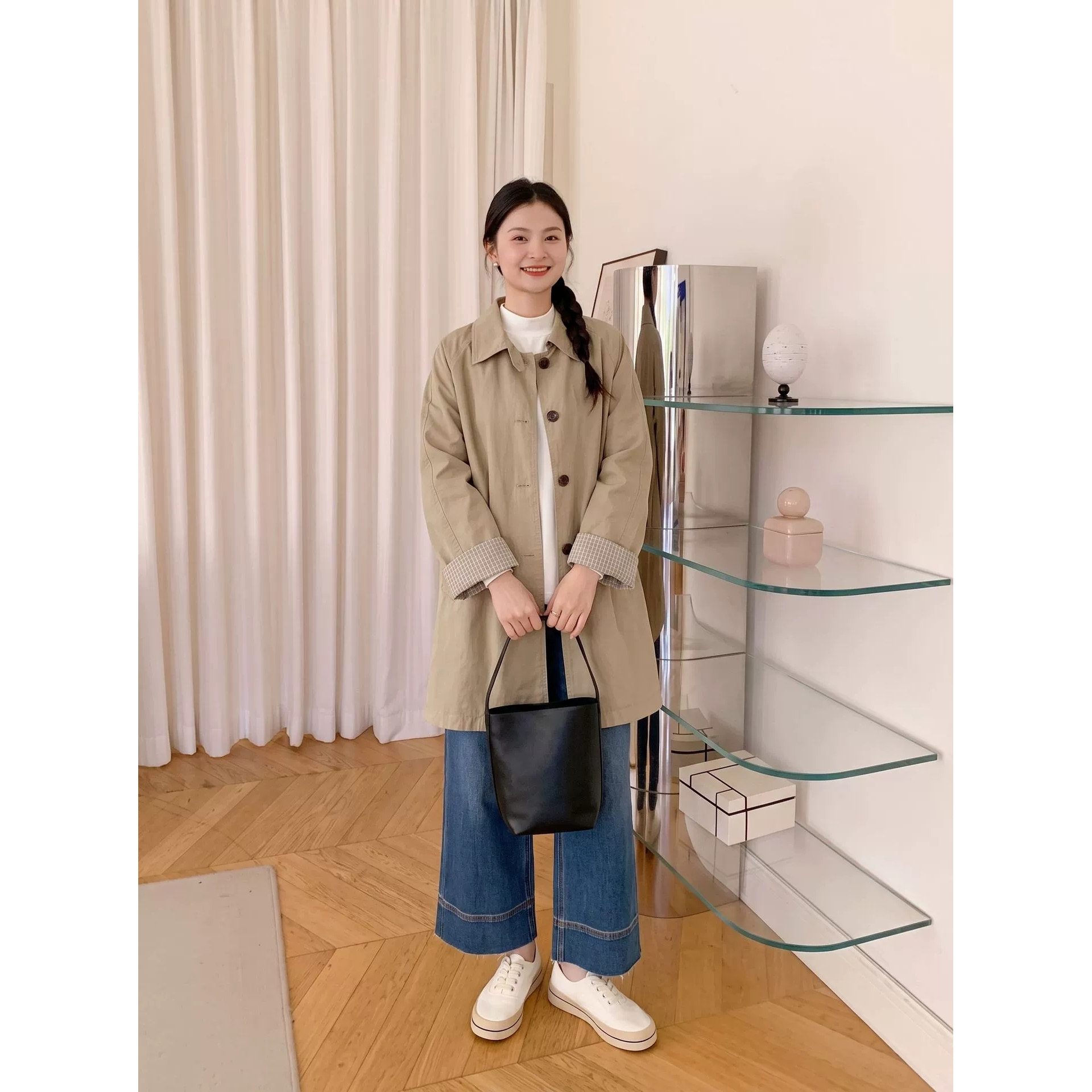 春秋孕妇宽松中长风衣可哺乳