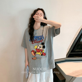 诺初孕妇装 打底衫 米奇减龄印花T恤宽松休闲纯棉短袖 上衣女夏装