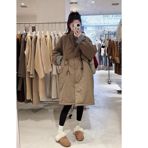 诺初孕妇装棉服女新款袄子时尚格子冬季棉衣收腰棉袄保暖外套加厚