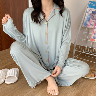 产后哺乳套装 莫代尔棉月子服潮妈家居服简约长袖 孕妇睡衣春夏季