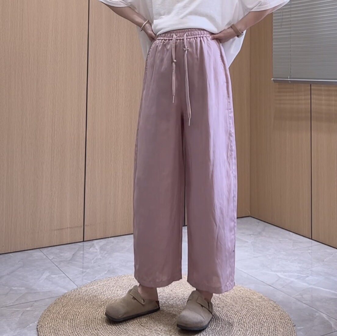 诺初孕妇高腰宽松九分阔腿裤