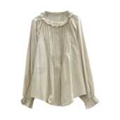 春装 衬衫 温柔木耳边孕妇长袖 宽松遮肚孕期外出哺乳上衣 诺初