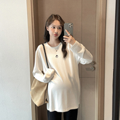 T恤春秋宽松显瘦休闲洋气内搭叠穿潮妈打底衫 软糯孕妇装 圆领长袖