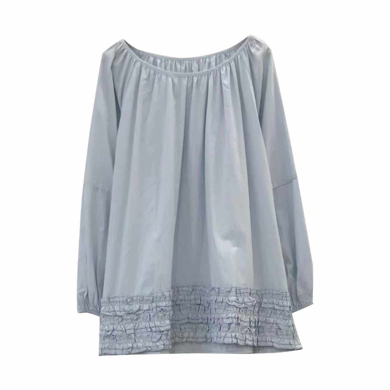 ◆诺初◆孕妇装韩版韩系娃娃款衬衫春秋宽松显瘦遮肚孕期褶皱上衣