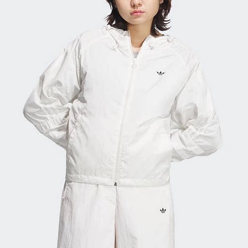 Adidas/阿迪达斯 三叶草女士时尚休闲连帽梭织外套JD6381
