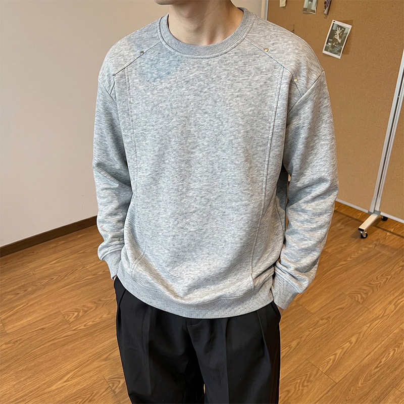 美式重磅圆领套头卫衣男秋新款