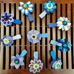 特色民族风白族扎染蓝染儿童可爱小女孩宝宝头饰发饰云南小礼物