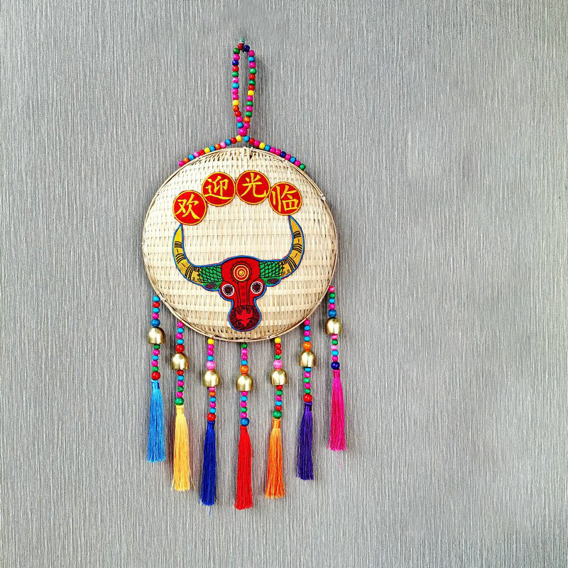 云南特色彝族民族风牛头挂饰牛肉馆火锅店农家乐饭店墙面装饰挂件