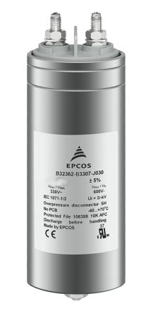 EPCOS B32362 系列 80μF 聚丙烯电容器 (PP) B32362A4806J080, ±5%, 680 V 交流, 75mm直径