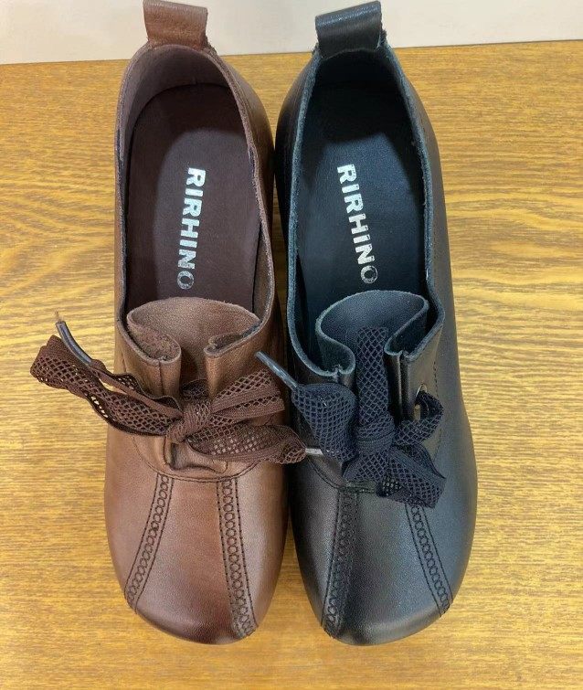 ri犀牛女鞋妈妈鞋2022年秋冬新款牛筋一体跟里外全皮透气系带轻便