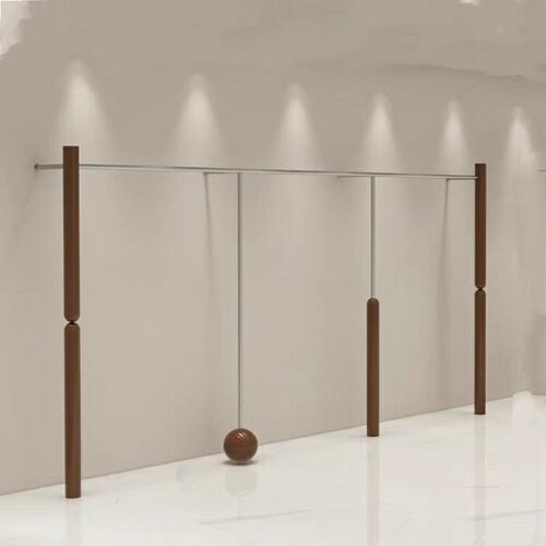 服装店上墙展示架中古风女装店专用挂衣架不锈钢木纹胡桃色陈列架