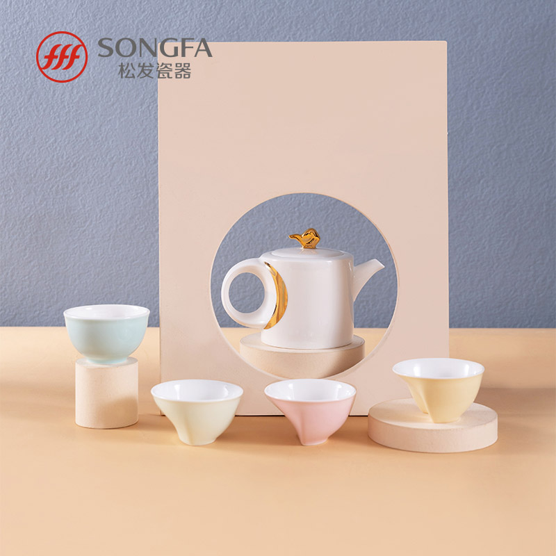 松发陶瓷流光映月茶具中秋佳节送礼茶杯套装