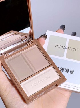 HERORANGE三色高光修容一体盘哑光鼻影阴影粉饼女秋冬日常暖灰棕