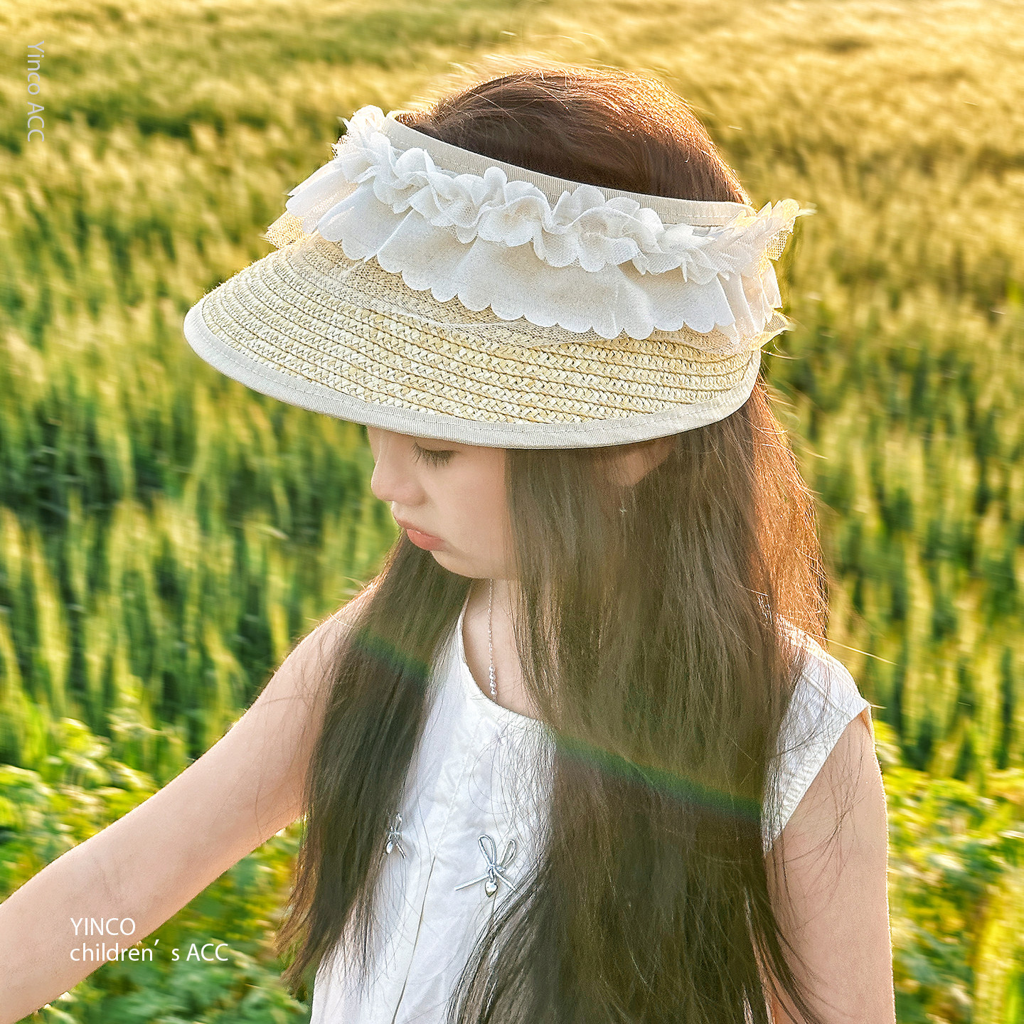 夏季女童空顶遮阳帽发箍款