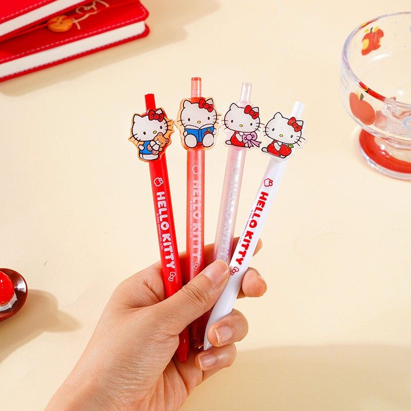 悦木三丽鸥棉花软糖按动中性笔凯蒂猫亚克力贴片刷题笔Hello K