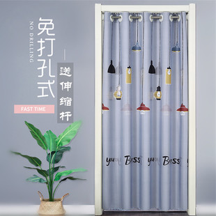 免打孔卧室门帘遮光空调挡风隔热家用挂帘厨房卫生间试衣间隔断帘
