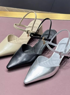 STELLA LUNA 23春夏 粗高跟尖头后空侧空时装凉拖鞋 SLP/SL123080