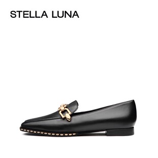 STELLA LUNA 女鞋金属链条铆钉平底单鞋英伦风 穆勒 JK乐福鞋中性