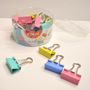 鼎力彩色长尾夹文件夹子燕尾夹铁票夹大号中号小号办公用品铁夹子