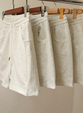 白灰色运动短裤女夏季新款宽松小个子外穿夏天休闲直筒四分裤