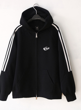 三条杠开衫连帽拉链卫衣男春季潮牌情侣外套运动长袖上衣情侣款女