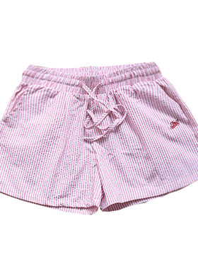 JMJ 2025竖条纹抽绳字母刺绣阔腿短裤男女宽松夏季热裤休闲三分裤