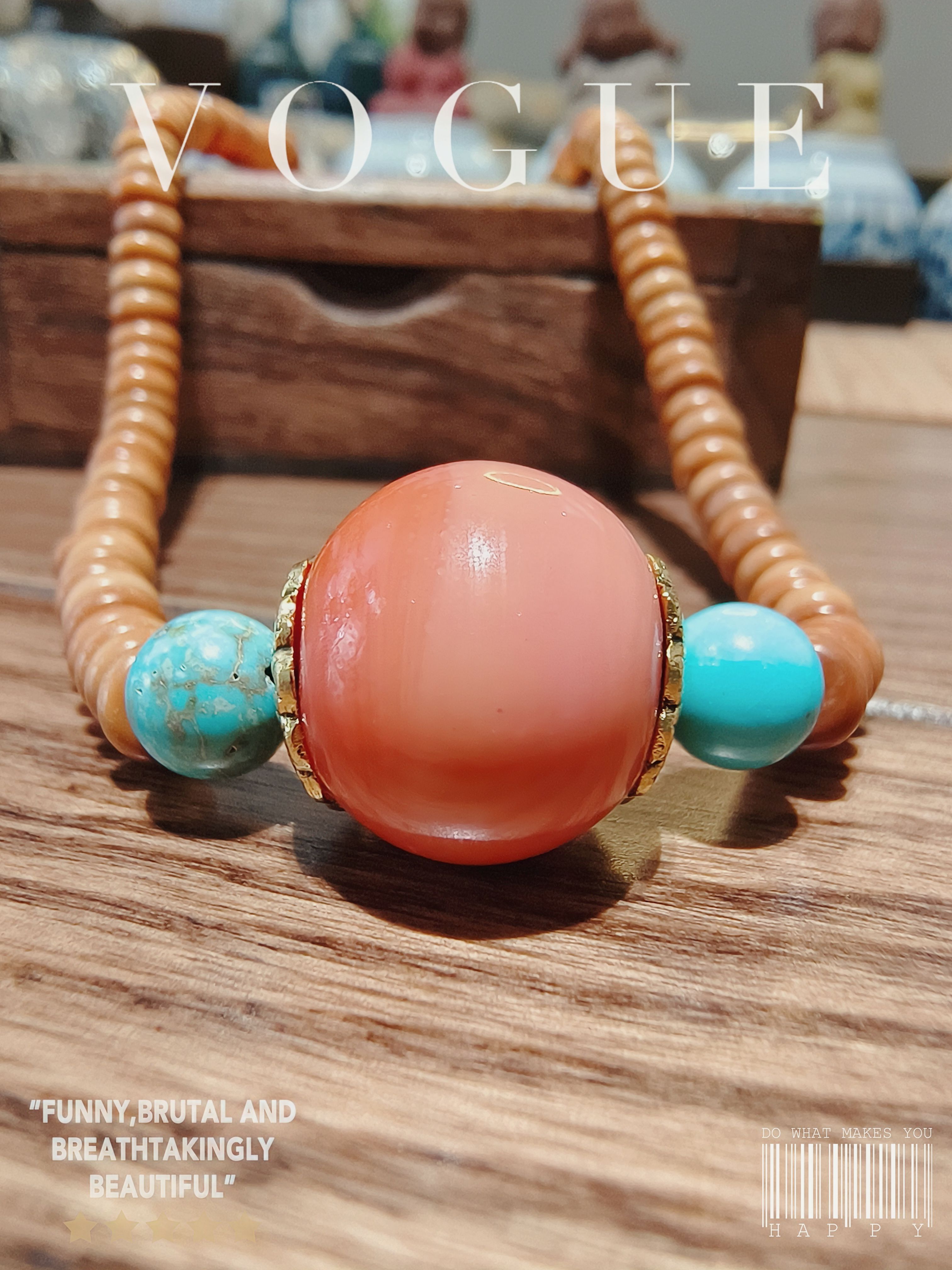 原创新中式橄榄核单圈竹节手串菱镁矿古法琉璃珠手链女手饰