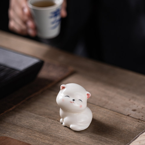 创意陶瓷可爱小猫咪茶宠摆件