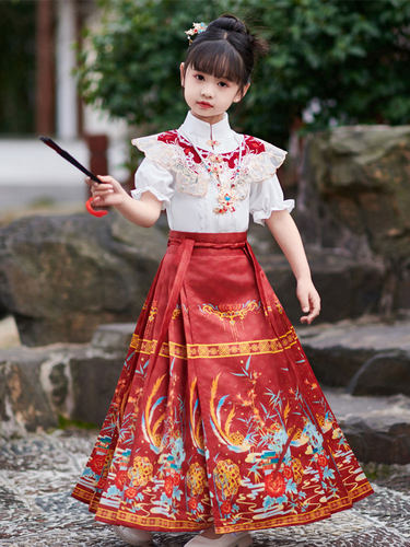 女童马面裙汉服套装2024春秋新款女中大童装新中式儿童中国风唐装