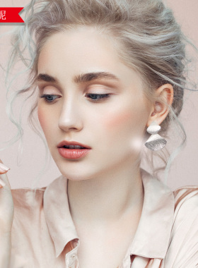 韩版气质个性长款百搭双圆形亮片