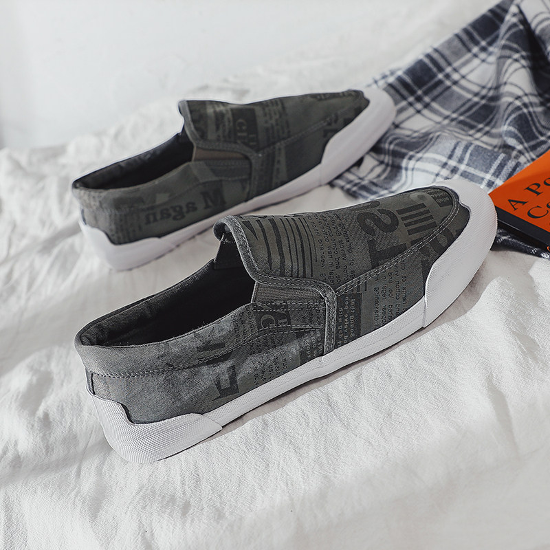 飞耀夏季新款帆布鞋男鞋低帮透气休闲鞋水洗布一脚蹬懒人鞋软底鞋