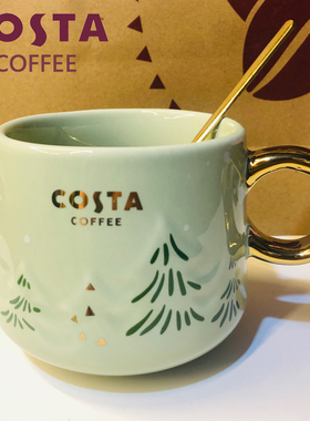 COSTA咖世家林中雪夜陶瓷马克杯355ml配勺子咖啡杯茶杯水杯送朋友