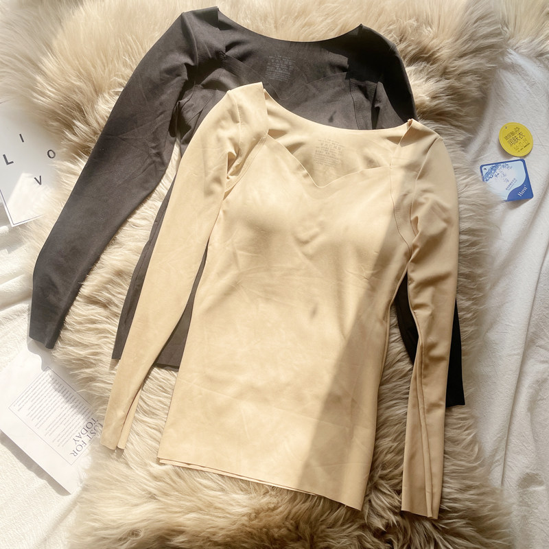 保暖内衣女士加绒加厚秋冬带胸垫玻尿酸发热套装秋衣内穿无痕上衣